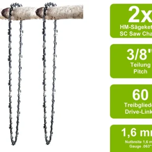 Wochenendangebot 2 Sägeketten passend für Stihl MS341 40cm 3/8 60TG 1,6mm