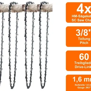 4 Sägeketten passend für Stihl MS341 40cm 3/8 60TG 1,6mm Online Kaufen