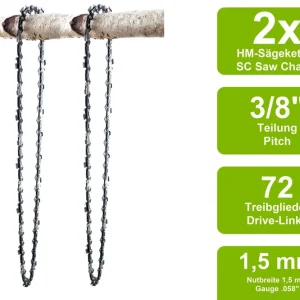 2 Sägeketten passend für Husqvarna 346 50cm 3/8 72TG 1,5mm Markenprodukt