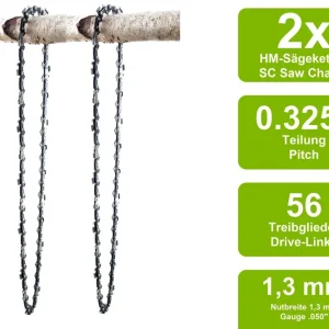 Schneller Versand 2 Sägeketten passend für Husqvarna 350 33cm 0.325 56TG 1,3mm
