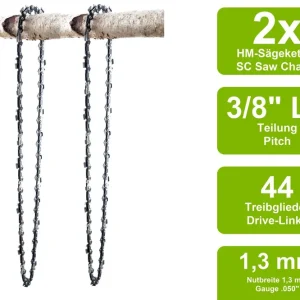 2 Sägeketten passend für Black & Decker KG310 30cm 3/8LP 44TG 1,3mm Schneller Versand