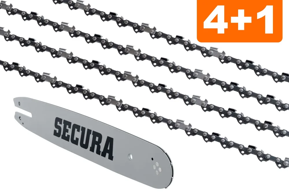 Echt 4 Sägeketten + Schwert passend für Black & Decker GK540 35cm 3/8LP 49TG 1,3mm